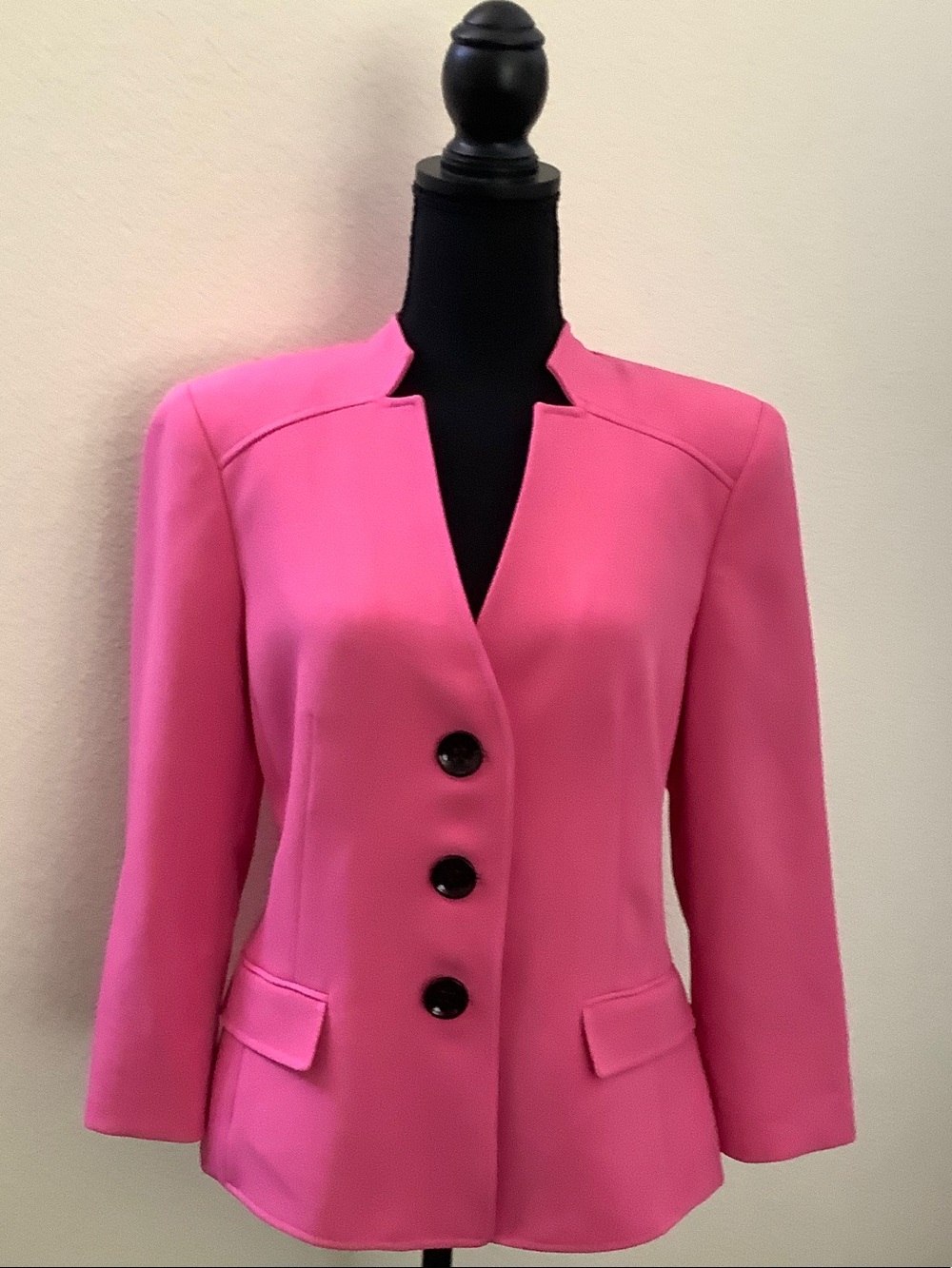 Kasper Hot Pink Notchless Single-Breasted Blazer